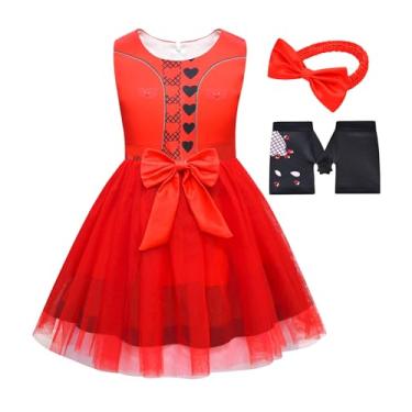 Imagem de JYKSDTUWS Halloween Christmas Descendants Girls Mesh Costume, Princess Birthday Party Dress Up Outfits with Gloves, Headband