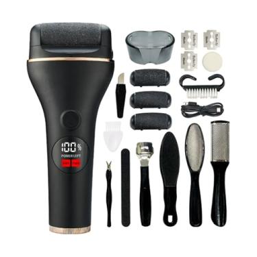 Imagem de Trimer Elétrico para Pés Exfoliar Pele Remover Calos Queratina com Alta Rotação de Aperfeiçoamento Cabeças Diferentes Espessuras Borda Arredondada Baixo Ruído Sem Fio Recarregável Conjunto 10 Peças
