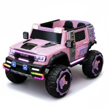 Imagem de Quadriciclo Elétrico Infantil Frente e Ré Kem 12v 4 Motores Carrinho Motorizado Caminhonete Até 8 anos Tração Led Mp3 Cinto de Segurança (Rosa)