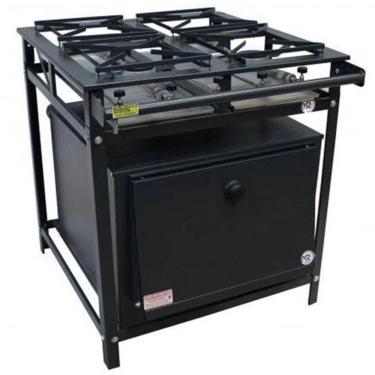Imagem de Fogão Industrial 4 Bocas Simples A Gás Alta Pressão Mr Fogões Com Forno E Grelhas De Aço P5