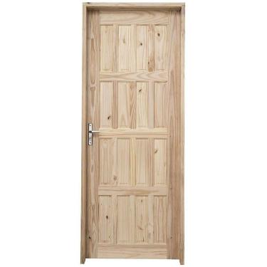 Imagem de Kit Porta de Madeira Pinus Grantok M09 Externa, Abertura à Direita 213x96 cm