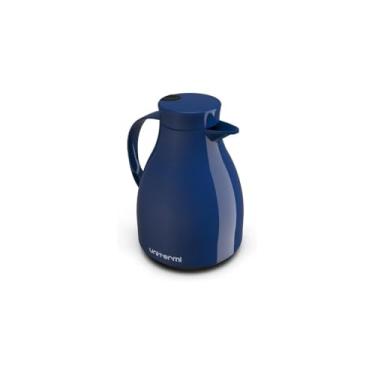 Imagem de Paris Garrafa Térmica Bule com Gatilho, 500ml, Azul, Ampola de Vidro e Plástico PP, Sistema Antigotas, Design Moderno, 19cm x 40cm