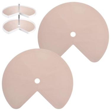 Imagem de Pacote com 2 forros de prateleira de silicone Lazy Susan, organizadores antiderrapantes para toca-discos de corte de torta de camada dupla, tapetes de geladeira resistentes ao calor, gavetas de