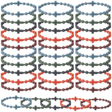 Imagem de Tondiamo 30 peças de pulseira de silicone da amizade para mulheres e homens, 5 cores, pulseira de oração de Jesus Cristão, presente de crença religiosa, the bracelet diameter: 6.28cm/2.47in, Silicone
