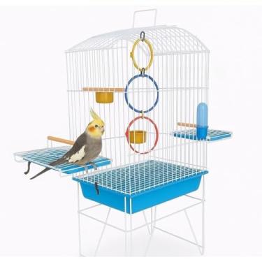 Imagem de Gaiola para Trinca Ferro com Acessórios, Ideal para Pássaros Calopsita e Agapornis(AZUL)