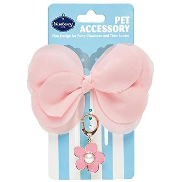 Imagem de Blueberry Pet Lindo conjunto de acessórios de coleira floral, grampo de cabelo e pedante para cães e gatos, gravata borboleta rosa e pingente de girassol