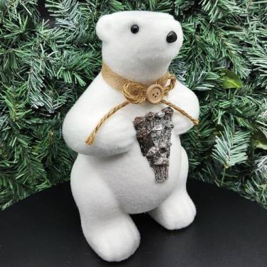 Imagem de Ursinho Polar Charmoso Decoração Natalina Em Isopor De 26cm - Genérico