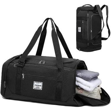 Imagem de Laripwit Bolsas de ginástica masculinas 40 L com compartimento para sapatos e bolso molhado mochila feminina, Preto, Mochila para academia