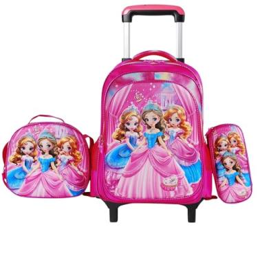 Imagem de Mochila Rodinha Infantil Masculina Feminina Escolar Juvenil Reforçada crianças menino e menina(Princesas)