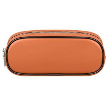 Imagem de AOWIS Bolsa de armazenamento magnética, caixa de armazenamento de óculos de carro, suporte de pincéis de maquiagem, bolsa de maquiagem para viagem, organizador de pincéis portátil macio, Laranja