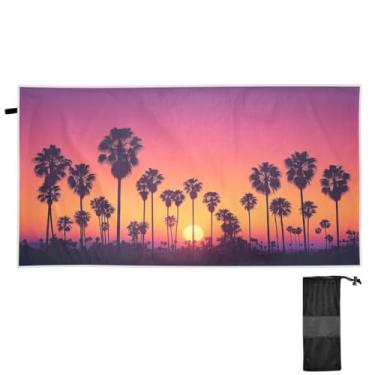 Imagem de Blueangle Toalha de praia com silhuetas de palmeira - Toalhas de viagem compactas e leves - Toalha de secagem rápida super absorvente para natação, acampamento e férias (116)
