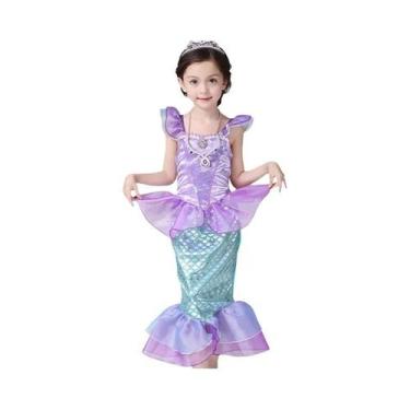 Imagem de Fantasia De Princesa Ariel Para Meninas, Vestido De Cosplay Da Disney 