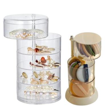 Imagem de Kit Organizador de Jóias e Bijuterias + Porta Jóias 3 Compartimentos -