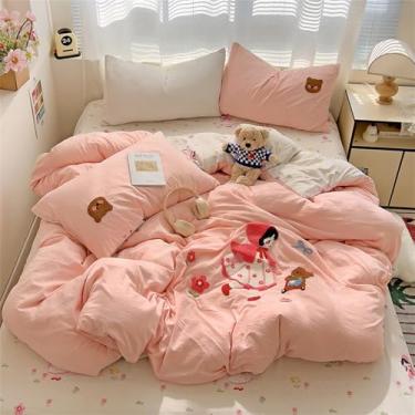 Imagem de Jogo de cama Capibara para crianças, com estampa de cachorro e gato, fofo, macio, para crianças, capibaras, 05, 1,8 m, lençol com elástico 200 x 230/180 x 200 4 peças