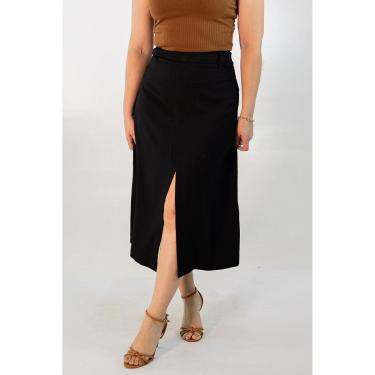 Imagem de Saia Feminina Midi Alfaiataria Alta Fenda Frontal Anticorpus-Feminino