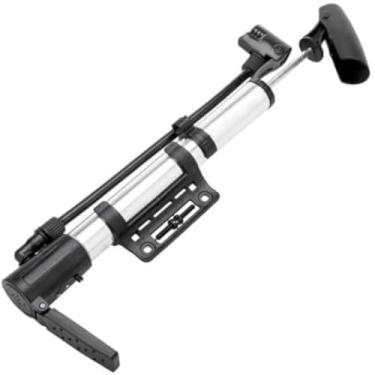Imagem de Bomba de ar compacta para bicicleta com suporte e bico, resistente