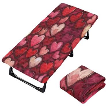 Imagem de Burbuja Lençol de berço de corações para crianças, lençol de cochilo acolchoado portátil com faixa elástica para meninas e meninos, lavável na máquina, 63,5 x 127 cm