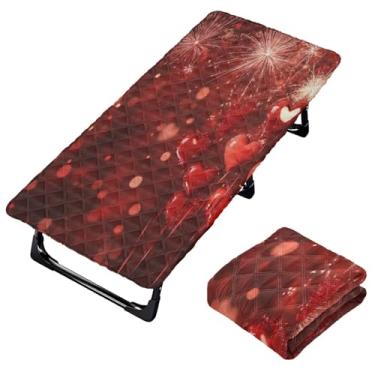 Imagem de Burbuja Lençol para berço de fogos de artifício de coração dos namorados para crianças, lençol de cochilo acolchoado portátil com faixa elástica para meninas e meninos, lavável na máquina, 63,5 x 127