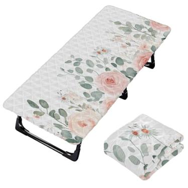 Imagem de Burbuja Lençol de berço floral em aquarela para crianças, lençol de cochilo acolchoado portátil com faixa elástica para meninas e meninos, lavável na máquina, 63,5 x 127 cm