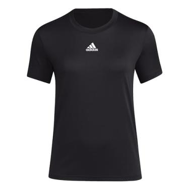 Imagem de adidas Camiseta feminina Fresh BOS manga curta - ajuste relaxado gola redonda larga leve 100% algodão (grande, preto)