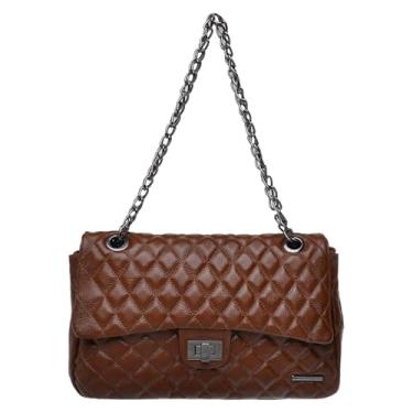 Imagem de Bolsa Feminina Matelasse Corrente Média Couro Sifra (MARROM ESCURO)