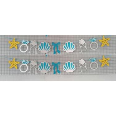 Imagem de Last Toast on the Coast Banner - Beach Bachelorette Party Decorations, 2pcs Nautical Wedding or Bridal Shower Garland, Coastal Theme Summer Party Sign with Seashell and Starfish Design
