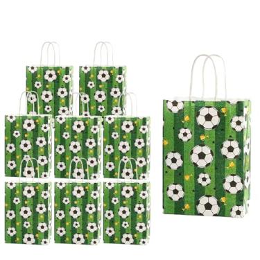 Imagem de Zanceamy Pacote com 24 sacos de presente com temas esportivos, futebol, basquete, sacolas de papel de lembrancinha de beisebol com alças, sacolas de papel reutilizáveis para festa temática esportiva