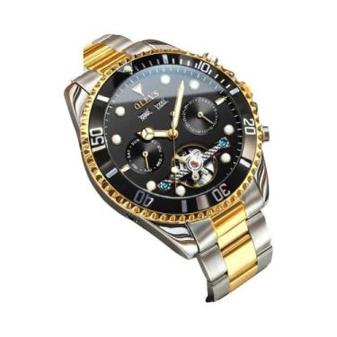 Imagem de Relógio Mecânico Automático De Luxo Masculino OLEVS Clássico Em Aço Fi