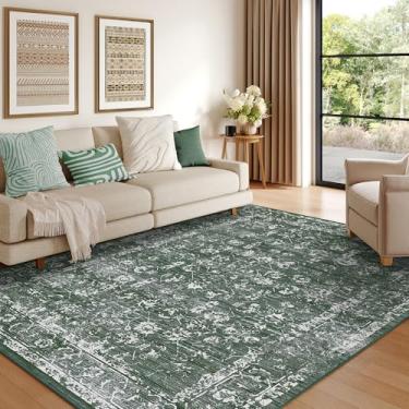 Imagem de Tapetes laváveis para sala de estar, tapetes boho neutros para quarto, tapete vintage grande de lã sintética macia para berçário, sala de jogos, dormitório, escritório, sala de jantar, antiderrapante