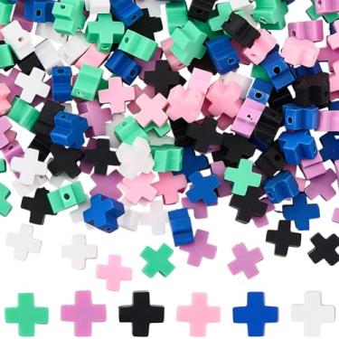 Imagem de SUNNYCLUE 1 caixa, 240 peças, 6 cores, contas de argila cruzada, contas de Páscoa, crucifixo de argila de polímero, cruzes, espaçadores soltos para artesanato, joias, colar, brincos, pulseira