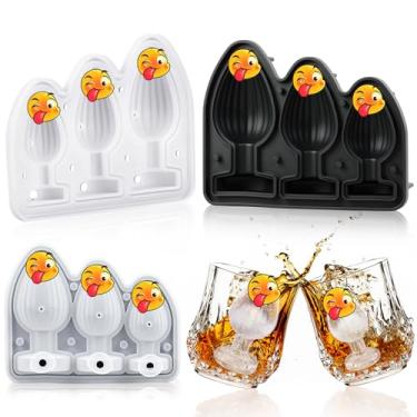 Imagem de Hoolerry Formas de cubos de gelo, formas divertidas, máquina de bola de gelo de silicone com tampa para coquetéis de uísque, suco, bebidas, acessórios de artesanato, presentes (preto, clássico)