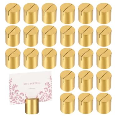 Imagem de 24 peças de suportes de número de mesa, porta-cartões de madeira, suportes de números de mesa dourados, suporte de cartão cilíndrico para festa de casamento, escritório, restaurante, eventos