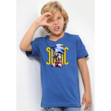 Imagem de Camisa infantil sonic gold camiseta knuckles shadow camisa algodão - T