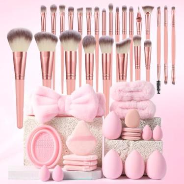 Imagem de Pincéis de maquiagem, kit de maquiagem multifuncional com 45 pincéis de maquiagem, conjunto de pincéis de maquiagem (conjunto de 45 peças)