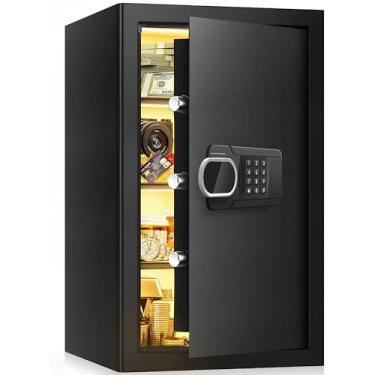 Imagem de SAFECofre digital à prova de fogo para casa, cofre doméstico de aço resistente à água e fogo com fechadura eletrônica e chave de reserva, 3,5 cuft grande cofre antifurto para documentos de joias