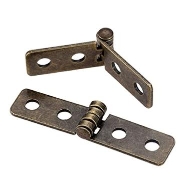 Imagem de Dobradiças de porta 2 peças dobradiças retangulares de liga de zinco para porta de armário 4 furos dobradiças decorativas para móveis 5813 mm joias caixa de madeira pequena dobradiça