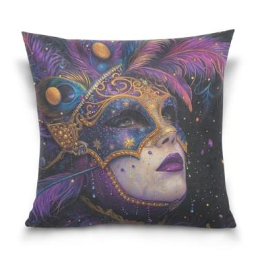 Imagem de Blueangle Capas de almofada de máscara de carnaval - 50 x 50 cm, decoração de férias de fazenda para sofá de casa (512)