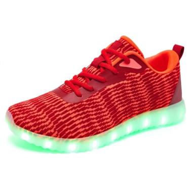 Imagem de HONGGUOZI Sapatos iluminados para mulheres e homens, tênis de LED com carregamento USB unissex adulto brilhante festa sapatos de dança legal, Vermelho, 37/38 BR