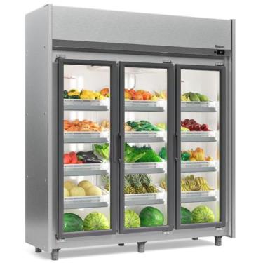 Imagem de Refrigerador Vertical Auto Serviço Hortifruti 3 portas GEAS3P Inox 220