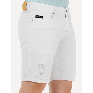 Imagem de Bermuda King & Joe Masculina Sarja Slim Branca-Masculino
