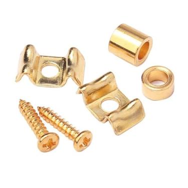 Imagem de Guias de retenção de cordas de guitarra, 2 peças com parafusos de montagem para guitarra elétrica Fender Stratocaster Strat Tele Style (dourada)