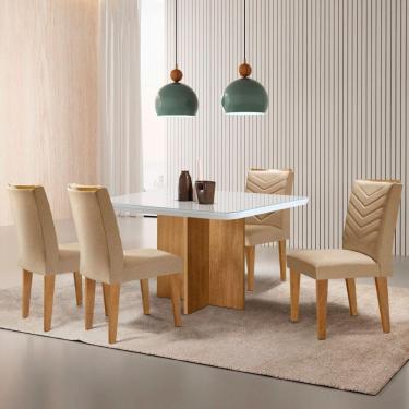 Imagem de Sala De Jantar Mesa 90cm Olímpia Cadeira Liz Moderna ... Turim 07/off//serig. Off Com Vidro