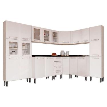 Imagem de Kit De Cozinha Modulada 8pçs Evidence (3 Armários + 3 Balcões + 2 Paneleiros) C8P22 Branco -