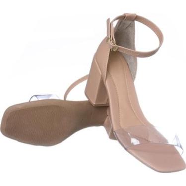 Imagem de Sandália Saltinho Vinil Transparente Feminino Adulto - Bella Chic, Vin