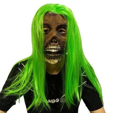Imagem de Máscara: cabelo verde, esqueleto, resina, serapilheira, rosto, Hallowe