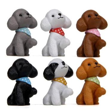 Imagem de Conjunto de estatuetas de resina para cães fofos, 6 poodles coloridos 