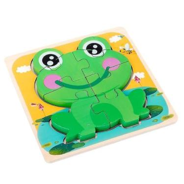 Imagem de Quebra-cabeça Kids Cartoon 3D Frog Wood 15cm x 15cm - Gloome Store