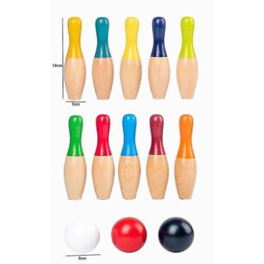 Imagem de Conjunto de boliche, jogo de 10 pinos e 3 bolas para crianças com mais