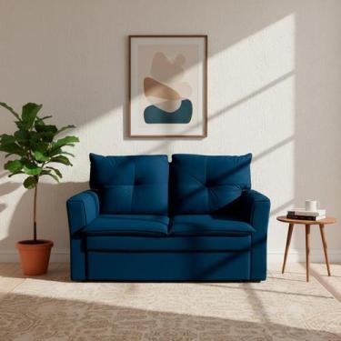 Imagem de Sofá pequeno 02 Lugares 150cm Mobi Suede Herrero, Azul