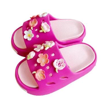 Imagem de Chinelos De Eva Bicolor Para Meninas Com Estampa De Flor De Cerejeira,